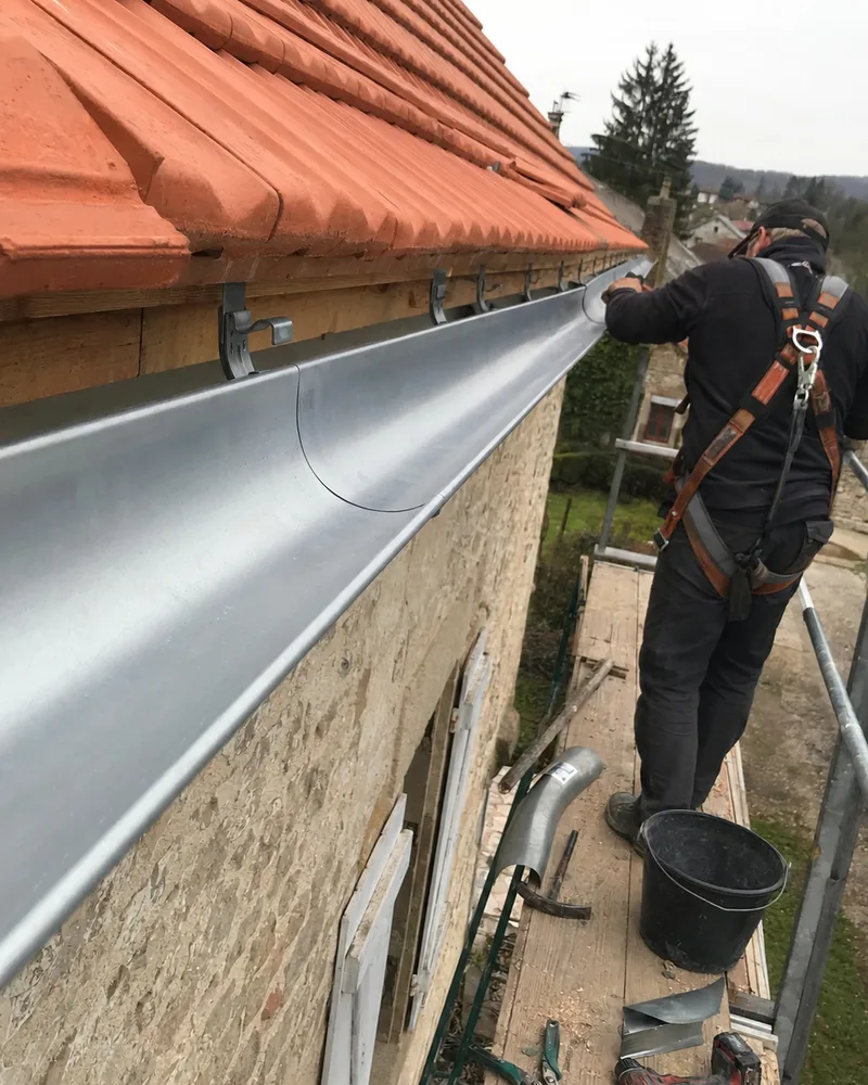 Gouttière et descente en zinc